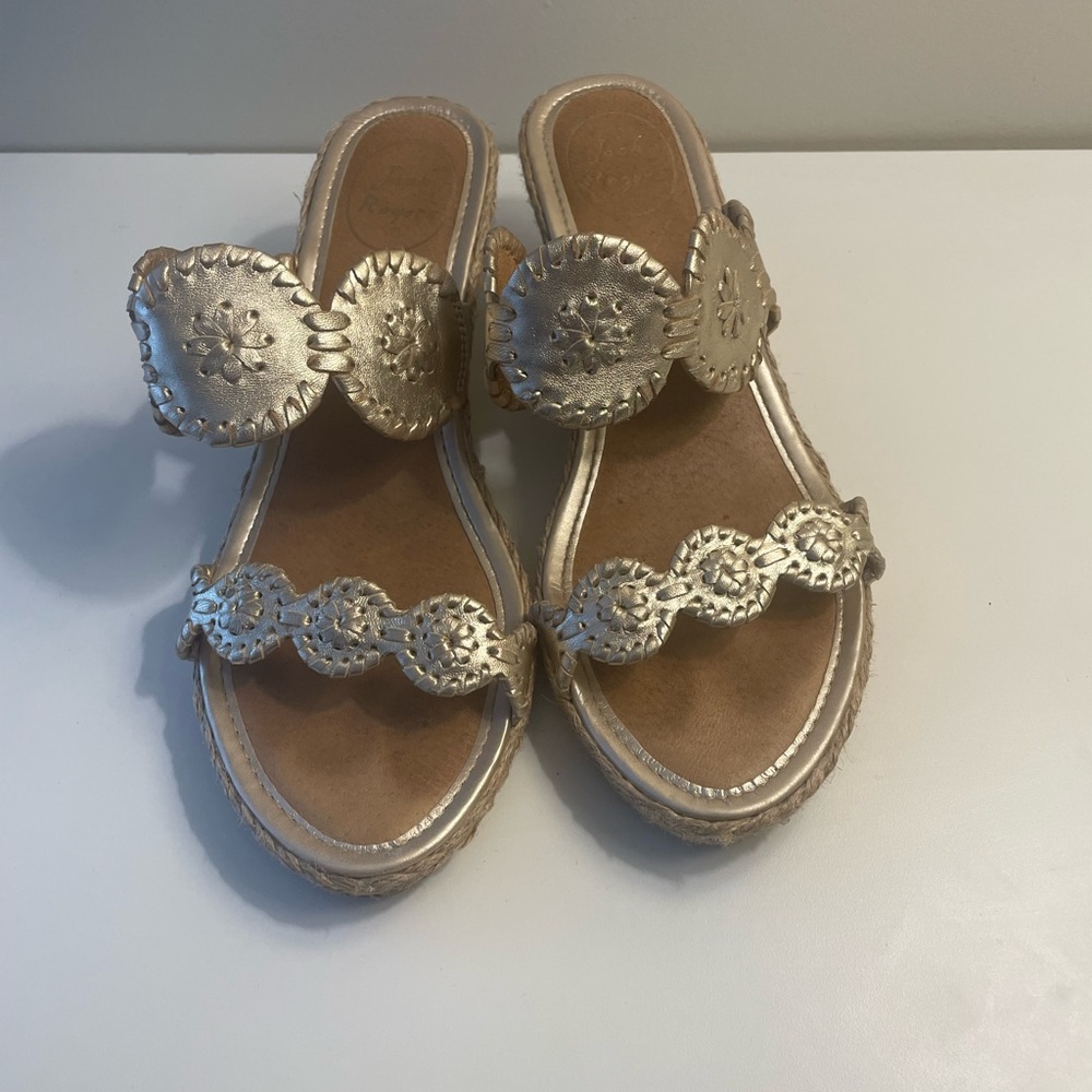 Jack Rogers Metallic Gold Wedges